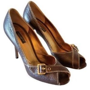 Dolce & Gabbana peep toe buckle pumps